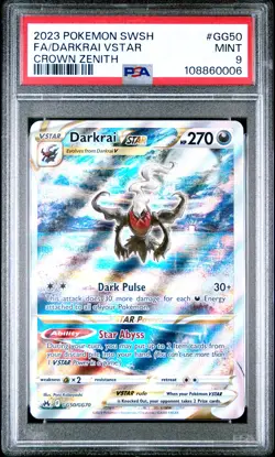 2023 POKEMON SWORD & SHIELD CROWN ZENITH #GG50 FULL ART/DARKRAI VSTAR PSA 9 - Image 1