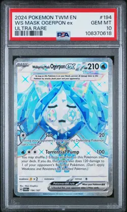 2024 POKEMON TWM EN-TWILIGHT MASQUERADE #194 WELLSPRING MASK OGERPON EX PSA 10 - Image 1