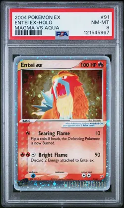 2004 Pokemon EX Team Magma VS Team Aqua Entei EX Holo #91 PSA 8 - Image 1