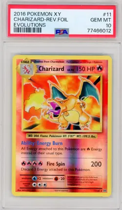 2016 Pokemon XY Evolutions Charizard Reverse Holo #11 PSA 10 - Image 1