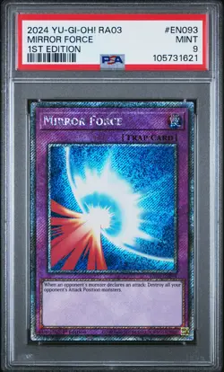 2024 YU-GI-OH! RA03-QUARTER CENTURY BONANZA 1ST ED #EN093 MIRROR FORCE PSA 9 - Image 1