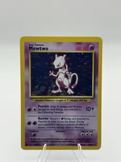 Pokemon Mewtwo TCG Base Set Holo Unlimited Rare Card 10/102 LP Condition - Image 2