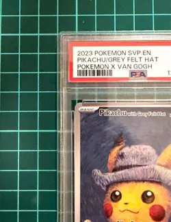 PSA9 Pikachu Van Gogh Pokemon Card with Mount and Postcard - Image 2