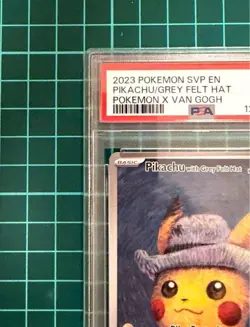 PSA9 Pikachu Van Gogh Pokemon Card with Mount and Postcard - Image 3
