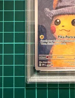 PSA9 Pikachu Van Gogh Pokemon Card with Mount and Postcard - Image 4