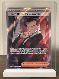 Team Rockets Giovanni Illustration Rare 225/182 Destined Rivals Pokemon Card NM - Image 1