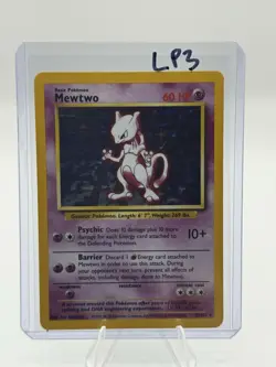 Pokemon Mewtwo TCG Base Set Holo Unlimited Rare Card 10/102 LP Condition - Image 1