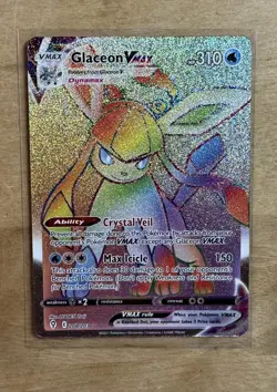 Pokemon TCG CARD Glaceon VMAX #208/203 Evolving Skies Rainbow Rare Holo - Image 1
