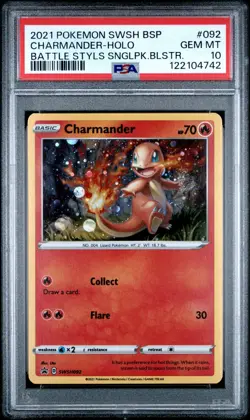 Charmander SWSH092 PSA 10 Holo Sword & Shield Black Star Promo Card - Image 1