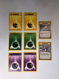 Pokemon Original Base Set 8 of 102 Pokemon Game Cards Mint Energy Card Trainer - Image 1