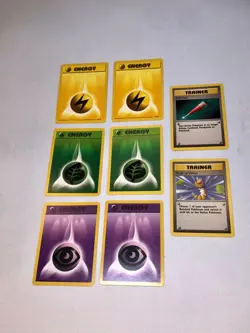 Pokemon Original Base Set 8 of 102 Pokemon Game Cards Mint Energy Card Trainer - Image 2