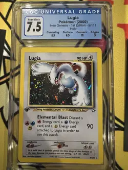 Pokemon Neo Genesis 1st Edition Holo Card #9 Lugia OLD CERT CGC 7.5 Strong Subs - Image 1