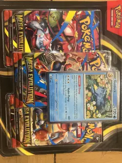 Mega Evolution Golduck Promo Pokemon TCG Booster 3-Pack Sealed - Image 2
