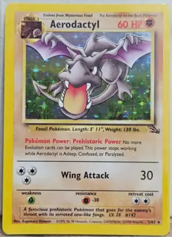 Pokemon Aerodactyl 1/62 Holo Rare Unlimited Fossil, WOTC - Image 1