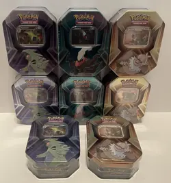 LOT OF 8 Pokemon TCG Triple Whammy Tin Set TYRANITAR SLAKING DARKRAI NEW READ - Image 1