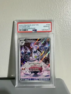 2025 POKEMON WHT EN-WHITE FLARE ILLUSTRATION RARE #103 CHANDELURE PSA 10 - Image 1