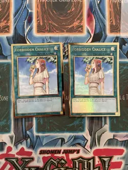 Yugioh 2x Forbidden Chalice MAGO-EN048 1st Edition Premium Gold Rare - NM-LP - Image 1