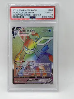 Pokemon Glaceon VMAX PSA 10 Gem Mint Evolving Skies Secret Rare 208/203 Full Art - Image 2