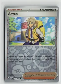 Pokemon TCG Scarlet & Violet Base Set Arven x1 NM Reverse Holo 166 - Image 1
