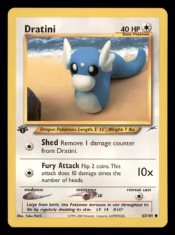 Light Play LP Dratini 63/105 Pokemon 2002 1st Edition Neo Destiny - Image 1