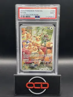 POKEMON TWILIGHT MASQUERADE ENGLISH EEVEE #188 ILLUSTRATION RARE - PSA 9 MINT - Image 1