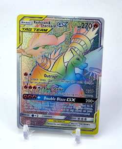 Custom SPARKLING HOLO Reshiram & Charizard GX READ DESCRIPTION BELOW - Image 1