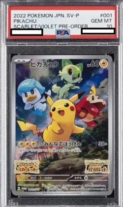2022 POKEMON JPN SV PROMO SCARLET & VIOLET PRE-ORDER #001 PIKACHU PSA 10 - Image 1
