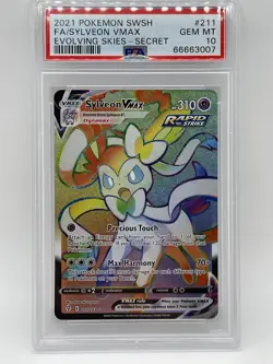 Pokemon Sylveon VMAX PSA 10 Gem Mint Evolving Skies Secret Full Art 211/203 - Image 1