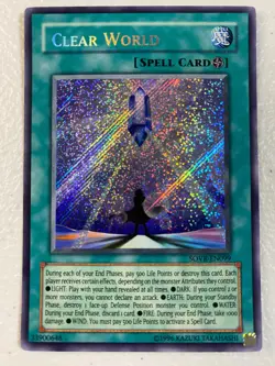YGO Stardust Overdrive Clear World SOVR-EN099 Secret Rare Spell LP/NM EX/NM - Image 1