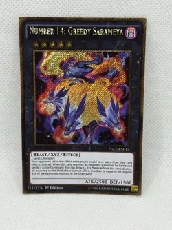 Yugioh! Number 14 Greedy Sarameya PGL2-EN017 - 1st Edition - Secret Gold - NM - Image 1