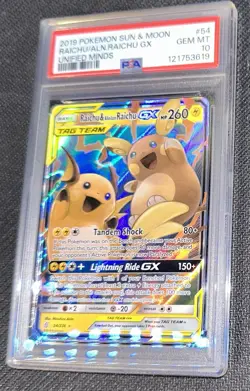 2019 Pokemon Sun & Moon Raichu Alolan Raichu GX GG End Card #008 PSA 10 - Image 1