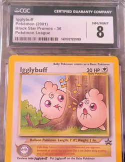 ✨Igglybuff Pokemon League Black Star Promo Pokemon Card #36 CGC 8 NM/MT (2001)🌟 - Image 2