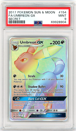 PSA 9 2017 Pokemon S&M Base Umbreon GX Full Art Secret Rare 154/149 Graded Card - Image 1