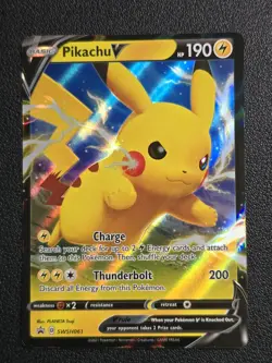 Pokemon TCG - Pikachu V SWSH061 JUMBO Oversize Black Star Promo Card M/NM - Image 1