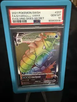 2021 Pokemon SWSH FA/Gyrados VMAX Evolving Skies Rainbow, Card 207/203, PSA 10 - Image 1