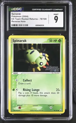 CGC 9 Spinarak EX Team Rocket Returns 78/109 Reverse Holo STAMPED Pokemon Card - Image 1