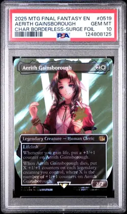 Aerith Gainsborough (Final Fantasy) NM *surge foil* borderless MTG #519 PSA 10 - Image 1
