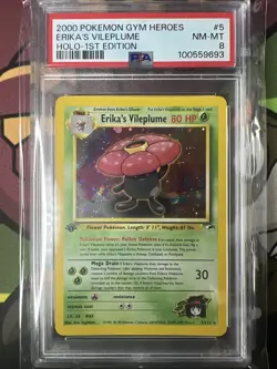 2000 Pokemon Gym Heroes 5 Erika's Vileplume Holo 1st Edition PSA 8 Nm Mt - Image 1