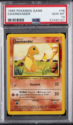 1999 POKEMON GAME #46 CHARMANDER PSA 10 - Image 1