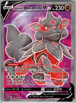 Hisuian Arcanine V (Full Art) 179/195 SWSH12: Silver Tempest - Pokemon Card - NM - Image 1