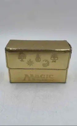 Magic The Gathering Gold Flip Deck Box And Trading Cards Mixed Lot - Image 1