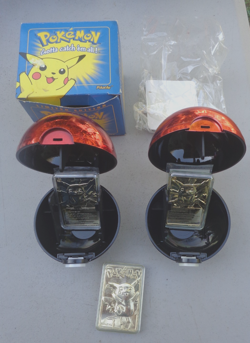 3 POKEMON PIKACHU Burger King Gold-Plated Card Pokeball CARDS 1999 SEE PICS! - Image 1