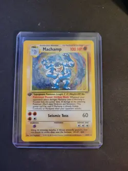 Pokemon TCG Machamp Holo 1st Edition Unlimited Rare Card Base Set 8/102 - Image 1