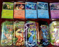 Pokemon Prismatic Evolutions Eeveelutions Costco Tins Promo cards Coins NO PACKS - Image 2