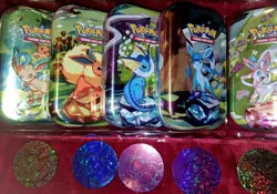 Pokemon Prismatic Evolutions Eeveelutions Costco Tins Promo cards Coins NO PACKS - Image 4