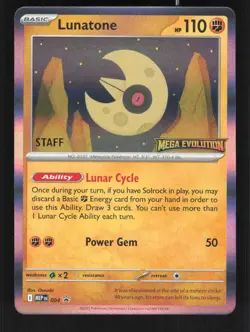 Pokemon Mega Evolution #004 Lunatone STAFF Prerelease Promo - Image 1