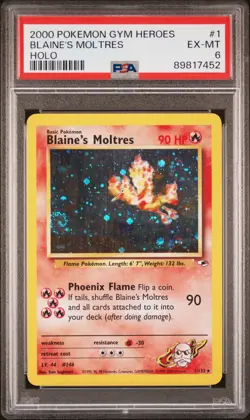 2000 POKEMON GYM HEROES HOLO #1 BLAINE'S MOLTRES PSA 6 - Image 1