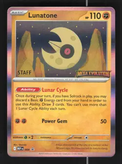 Pokemon Mega Evolution #004 Lunatone STAFF Prerelease Promo - Image 1