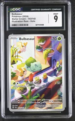 CGC 9 MINT Bulbasaur Stellar Crown 143/142 Illustration Rare Holo Pokemon Card - Image 1