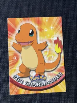 #04 CHARMANDER BLACK Logo Pokemon Topps TV Animation Edition Card 1999 2000 - Image 1
